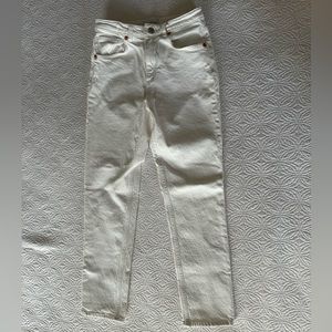 Zara Slim Fit White High Rise Jeans